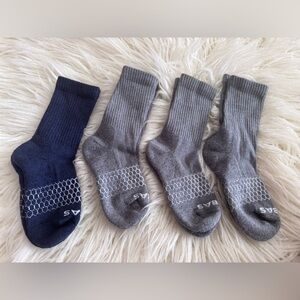 Women 4pk Bombas Sm Solids Gray/Navy Half-Calf Cushioned Sock Pack (Size 4-7.5)